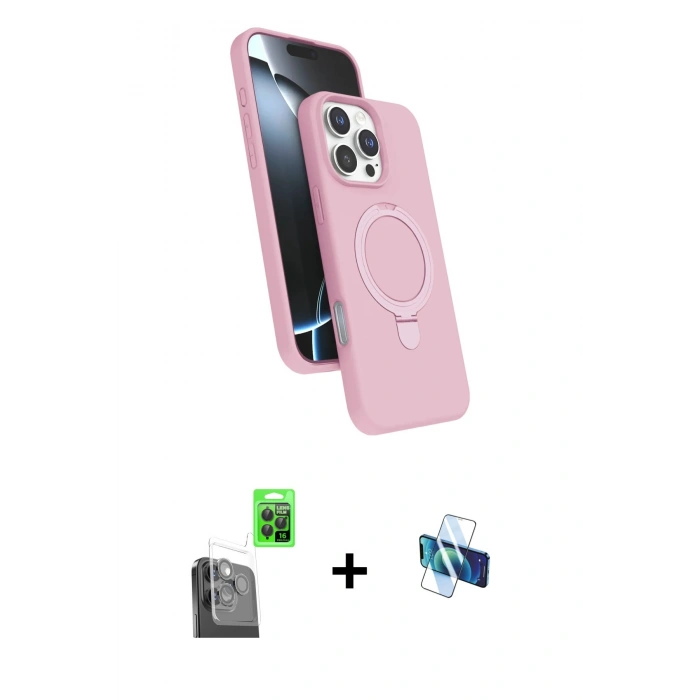 MARSİLYAN™- iPhone 16 Pro Kılıf İz Işık Koleksiyonu - Siyah 3D Antistatik Seramik Nano Ekran Koruyucu + Raze Metal Kamera Lens - SH