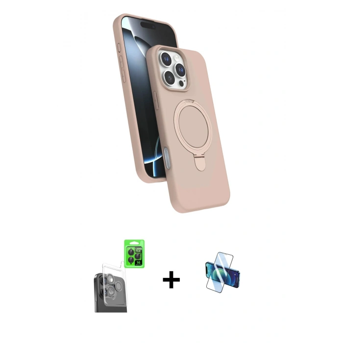 MARSİLYAN™- iPhone 16 Pro Kılıf İz Işık Koleksiyonu - Siyah 3D Antistatik Seramik Nano Ekran Koruyucu + Raze Metal Kamera Lens - SH