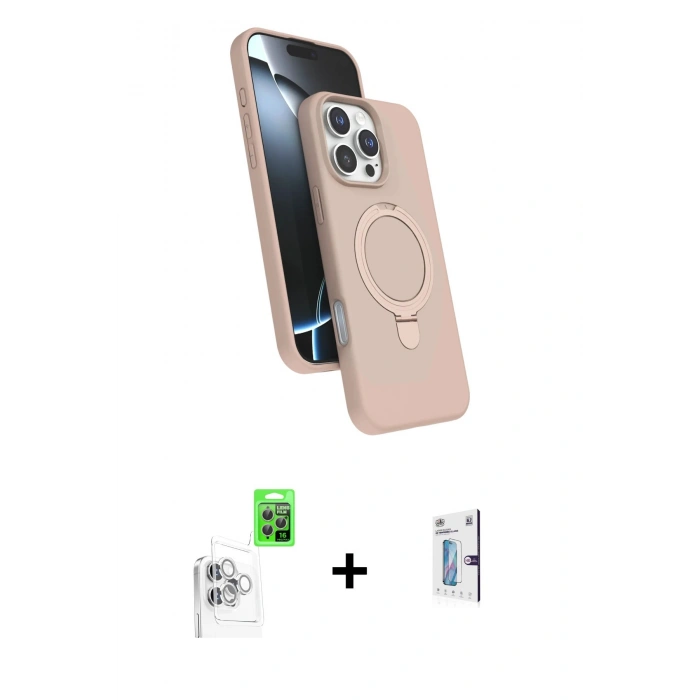 MARSİLYAN™- iPhone 16 Pro Kılıf İz Işık Koleksiyonu - Siyah Bilvis 0.18mm Plus Cam Ekran Koruyucu + Raze Metal Kamera Lens - BZ