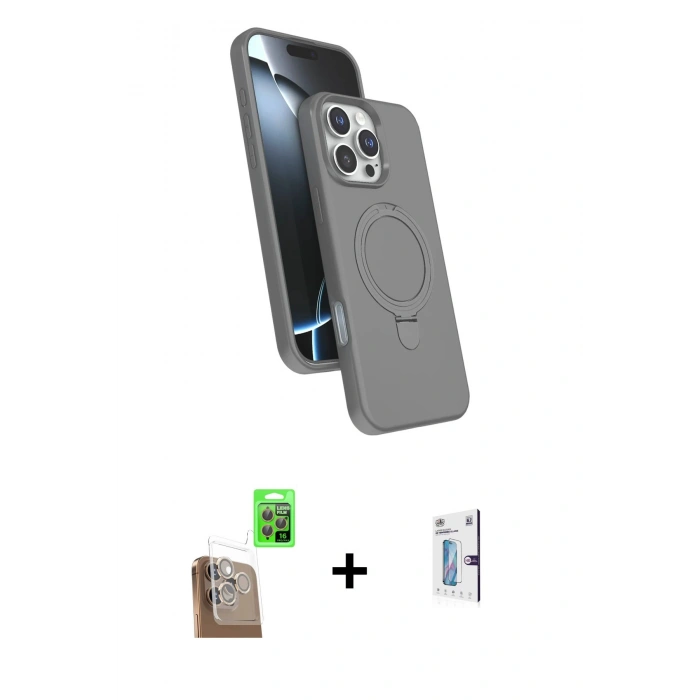 MARSİLYAN™- iPhone 16 Pro Kılıf İz Işık Koleksiyonu - Siyah Bilvis 0.18mm Plus Cam Ekran Koruyucu + Raze Metal Kamera Lens - CLTM