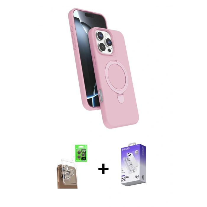 MARSİLYAN™- iPhone 16 Pro Kılıf İz Işık Koleksiyonu - Siyah Bilvis 5in1 3D Magic Cam Ekran Koruyucu + Raze Metal Kamera Lens - CLTM