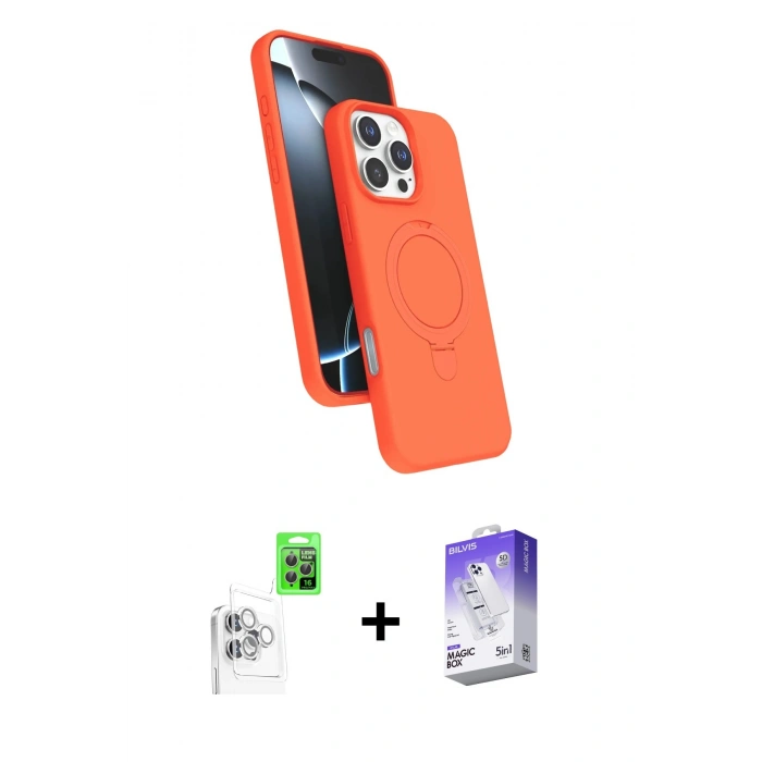 MARSİLYAN™- iPhone 16 Pro Kılıf İz Işık Koleksiyonu - Siyah Bilvis 5in1 3D Magic Cam Ekran Koruyucu + Raze Metal Kamera Lens - BZ