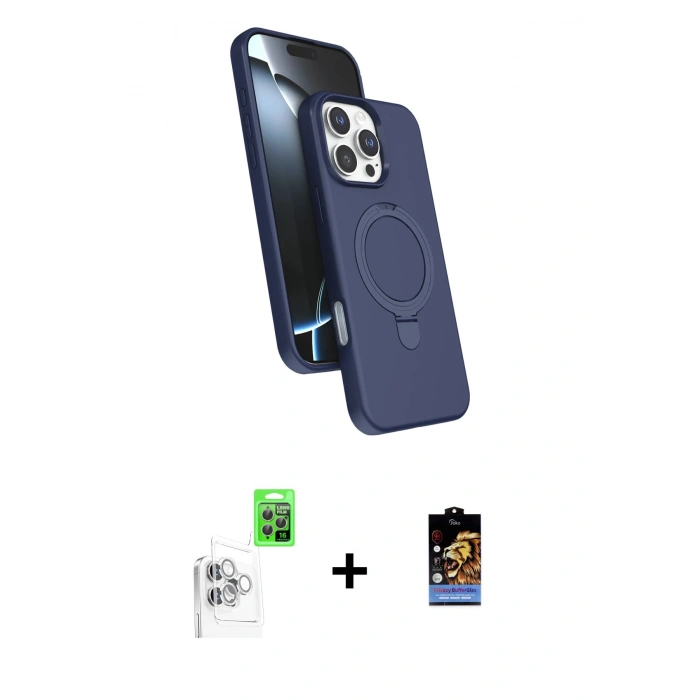 MARSİLYAN™- iPhone 16 Pro Kılıf İz Işık Koleksiyonu - Siyah Buffer Hayalet Cam Ekran Koruyucu + Raze Metal Kamera Lens - BZ