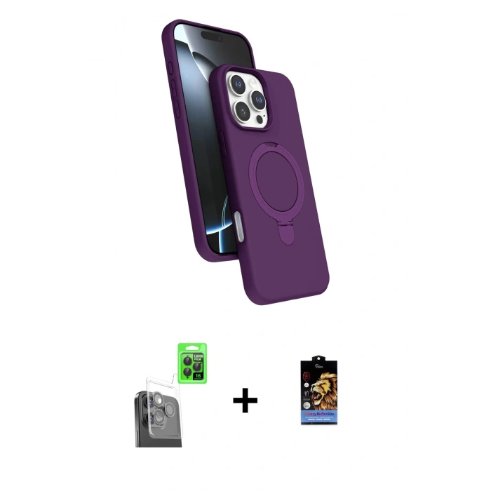 MARSİLYAN™- iPhone 16 Pro Kılıf İz Işık Koleksiyonu - Siyah Buffer Hayalet Cam Ekran Koruyucu + Raze Metal Kamera Lens - SH