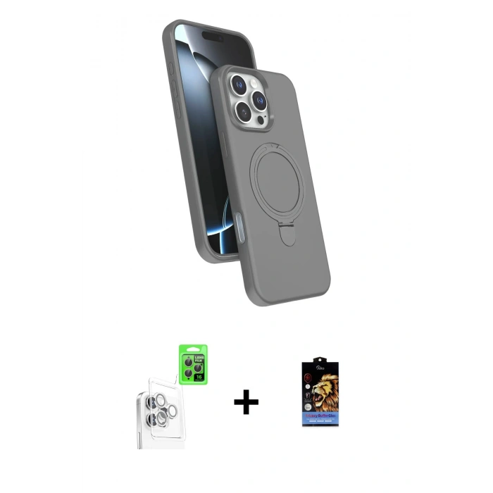 MARSİLYAN™- iPhone 16 Pro Kılıf İz Işık Koleksiyonu - Siyah Buffer Hayalet Cam Ekran Koruyucu + Raze Metal Kamera Lens - BZ