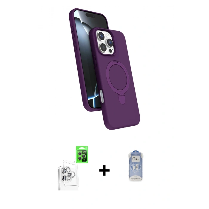 MARSİLYAN™- iPhone 16 Pro Kılıf İz Işık Koleksiyonu - Siyah Joko Magic 5D Cam + Raze Metal Kamera Lens - BZ
