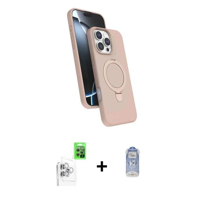 MARSİLYAN™- iPhone 16 Pro Kılıf İz Işık Koleksiyonu - Siyah Joko Magic 5D Cam + Raze Metal Kamera Lens - BZ