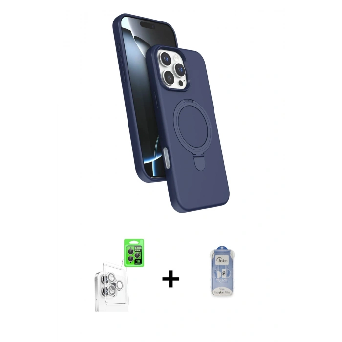 MARSİLYAN™- iPhone 16 Pro Kılıf İz Işık Koleksiyonu - Siyah Joko Magic 5D Cam + Raze Metal Kamera Lens - BZ