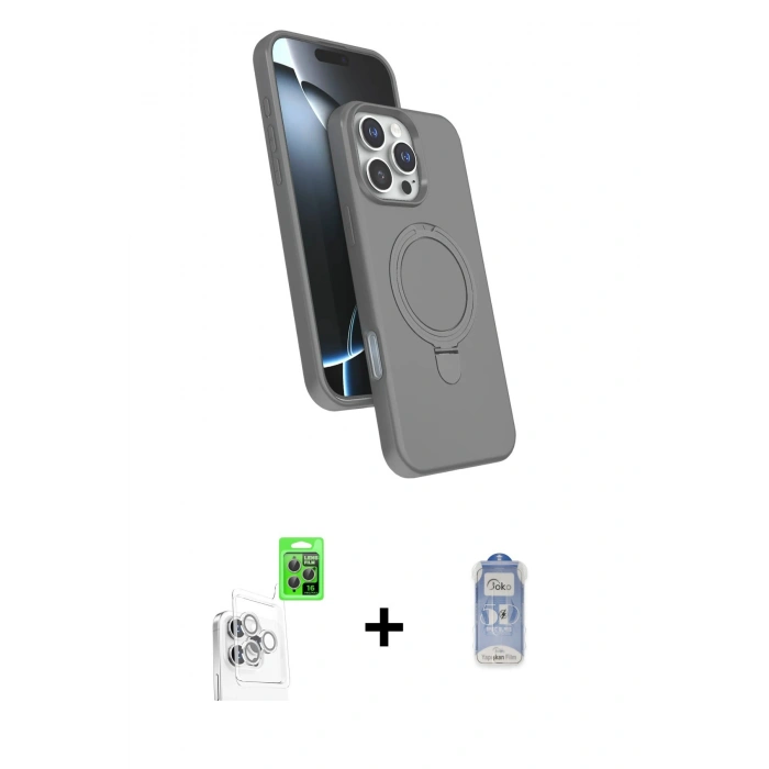 MARSİLYAN™- iPhone 16 Pro Kılıf İz Işık Koleksiyonu - Siyah Joko Magic 5D Cam + Raze Metal Kamera Lens - BZ