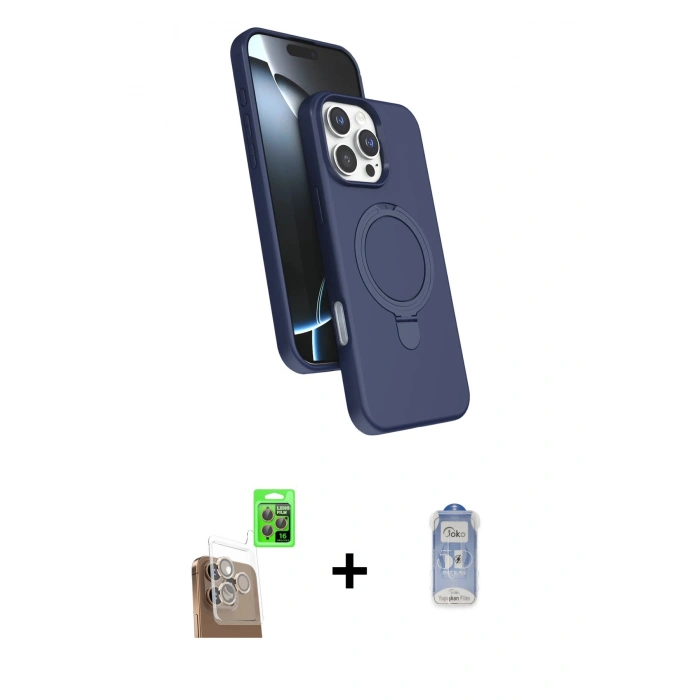 MARSİLYAN™- iPhone 16 Pro Kılıf İz Işık Koleksiyonu - Siyah Joko Magic 5D Cam + Raze Metal Kamera Lens - CLTM