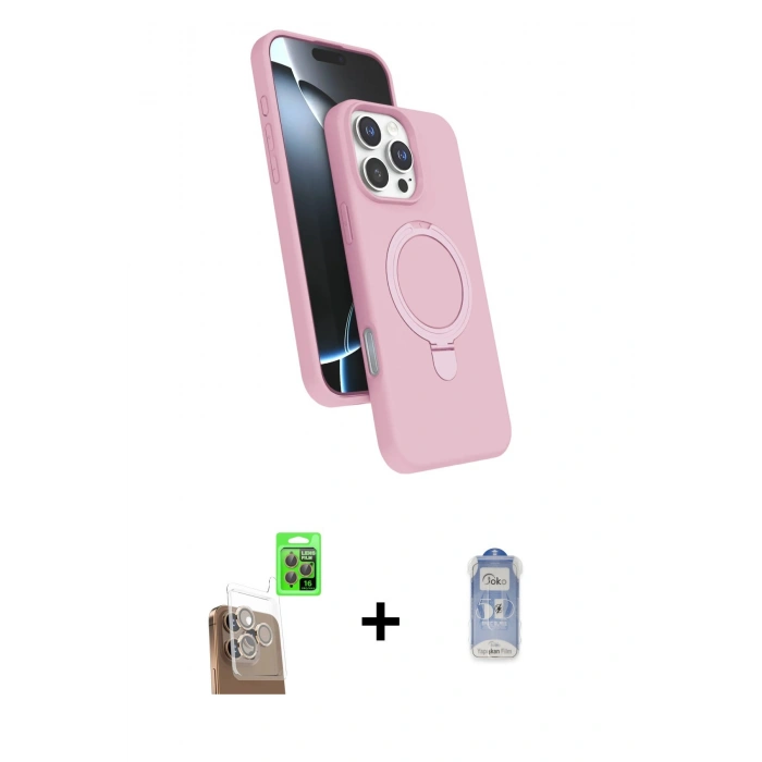 MARSİLYAN™- iPhone 16 Pro Kılıf İz Işık Koleksiyonu - Siyah Joko Magic 5D Cam + Raze Metal Kamera Lens - CLTM