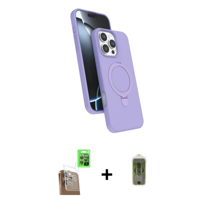 MARSİLYAN™- iPhone 16 Pro Kılıf İz Işık Koleksiyonu - Siyah Joko Magic 5D Hayalet Cam + Raze Metal Kamera Lens - CLTM