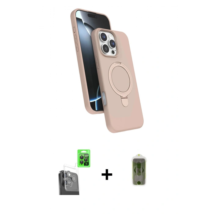 MARSİLYAN™- iPhone 16 Pro Kılıf İz Işık Koleksiyonu - Siyah Joko Magic 5D Hayalet Cam + Raze Metal Kamera Lens - SH