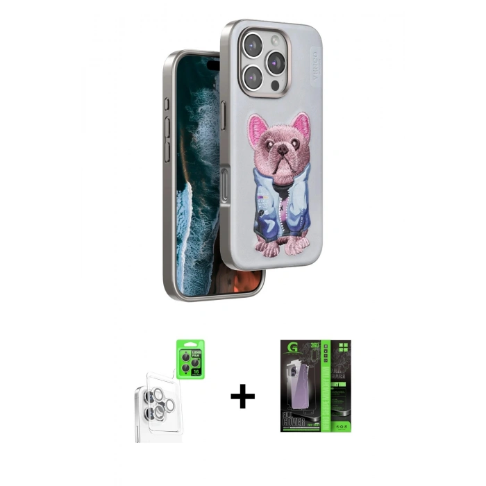 MARSİLYAN™- iPhone 16 Pro Kılıf İz Minimal Koleksiyonu - Şeffaf 360 Full Body Arka Koruyucu + Raze Metal Kamera Lens - BZ