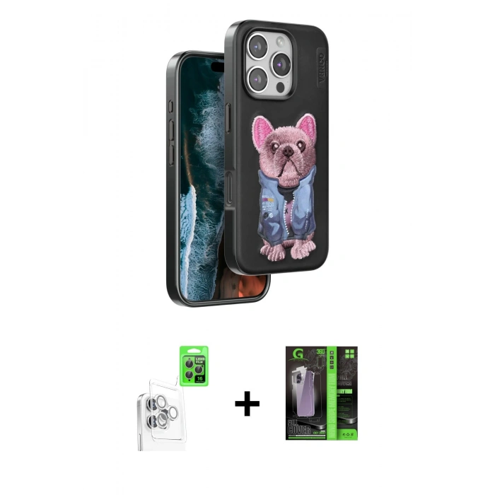 MARSİLYAN™- iPhone 16 Pro Kılıf İz Minimal Koleksiyonu - Şeffaf 360 Full Body Arka Koruyucu + Raze Metal Kamera Lens - BZ