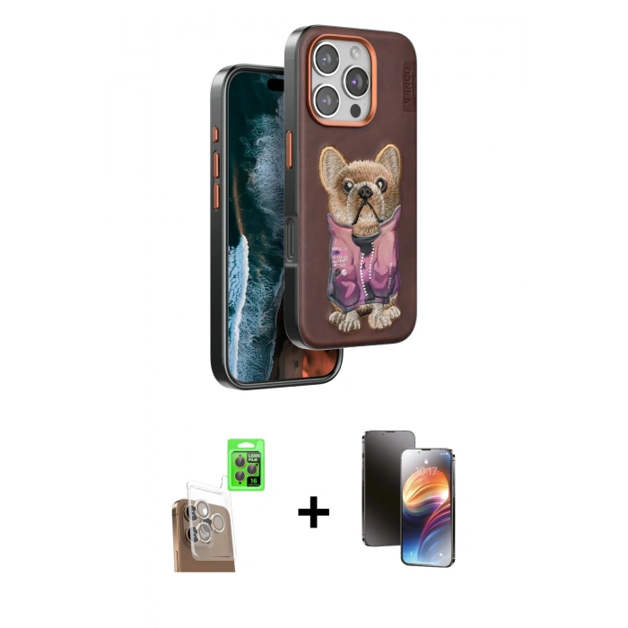 MARSİLYAN™- iPhone 16 Pro Kılıf İz Minimal Koleksiyonu - Siyah 3D Antistatik Mat Seramik Nano Ekran Koruyucu + Raze Metal Kamera Lens - CLTM