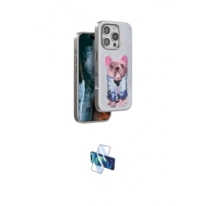 MARSİLYAN™- iPhone 16 Pro Kılıf İz Minimal Koleksiyonu - Siyah 3D Antistatik Seramik Nano Ekran Koruyucu