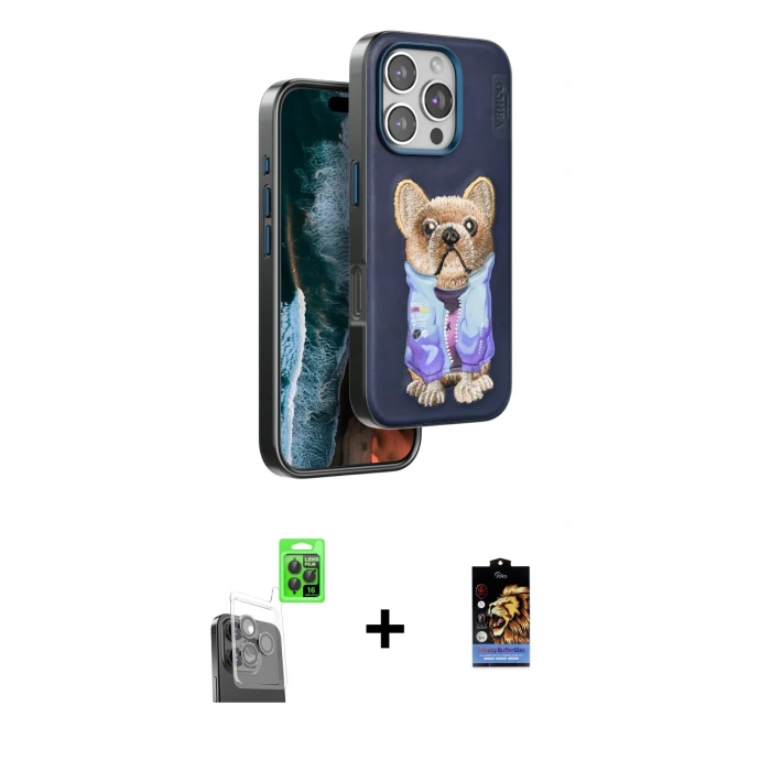 MARSİLYAN™- iPhone 16 Pro Kılıf İz Minimal Koleksiyonu - Siyah Buffer Hayalet Cam Ekran Koruyucu + Raze Metal Kamera Lens - SH
