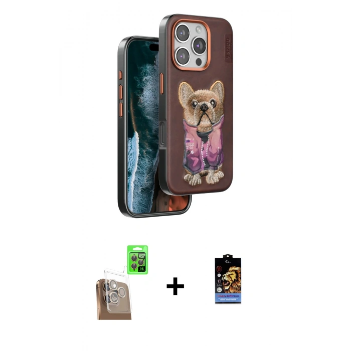 MARSİLYAN™- iPhone 16 Pro Kılıf İz Minimal Koleksiyonu - Siyah Buffer Hayalet Cam Ekran Koruyucu + Raze Metal Kamera Lens - CLTM