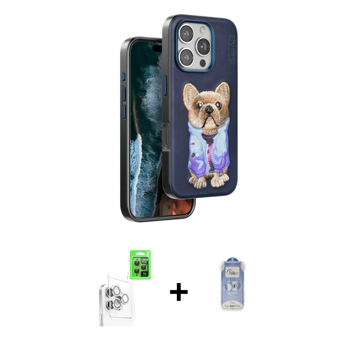 MARSİLYAN™- iPhone 16 Pro Kılıf İz Minimal Koleksiyonu - Siyah Joko Magic 5D Cam + Raze Metal Kamera Lens - BZ