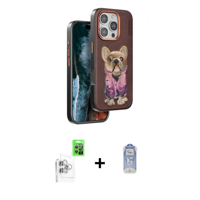 MARSİLYAN™- iPhone 16 Pro Kılıf İz Minimal Koleksiyonu - Siyah Joko Magic 5D Cam + Raze Metal Kamera Lens - BZ