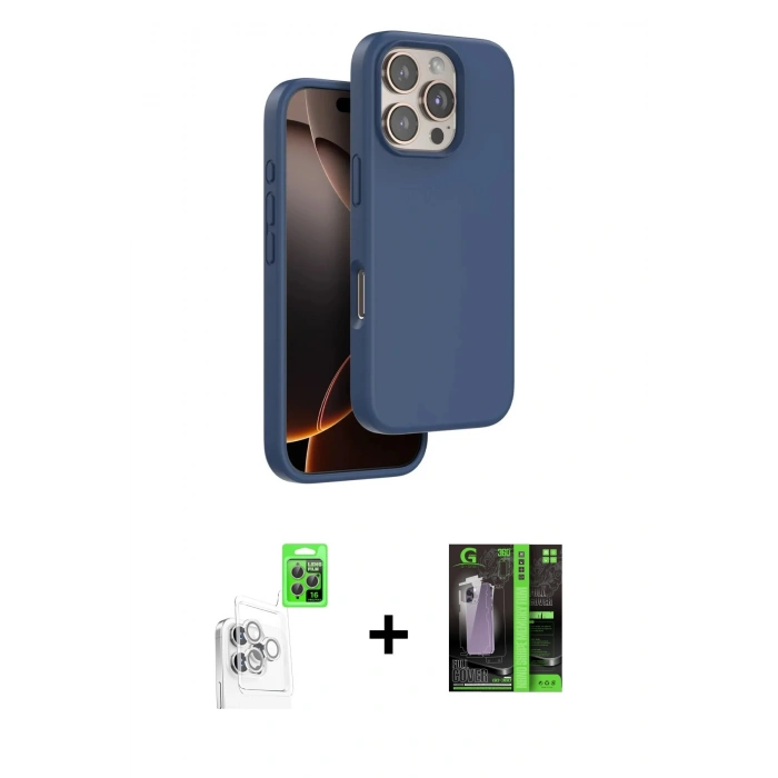 MARSİLYAN™- iPhone 16 Pro Kılıf Kıvılcım Çizgi Serisi - Şeffaf 360 Full Body Arka Koruyucu + Raze Metal Kamera Lens - BZ