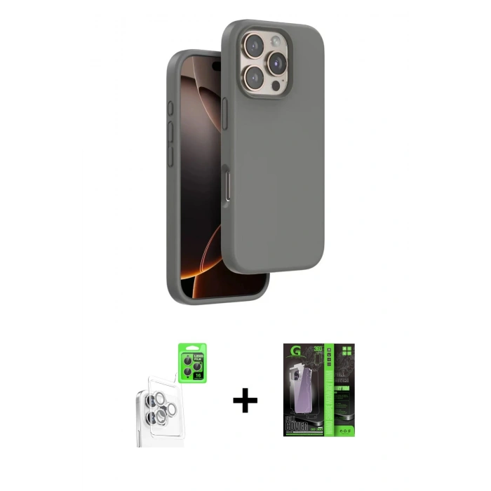 MARSİLYAN™- iPhone 16 Pro Kılıf Kıvılcım Çizgi Serisi - Şeffaf 360 Full Body Arka Koruyucu + Raze Metal Kamera Lens - BZ
