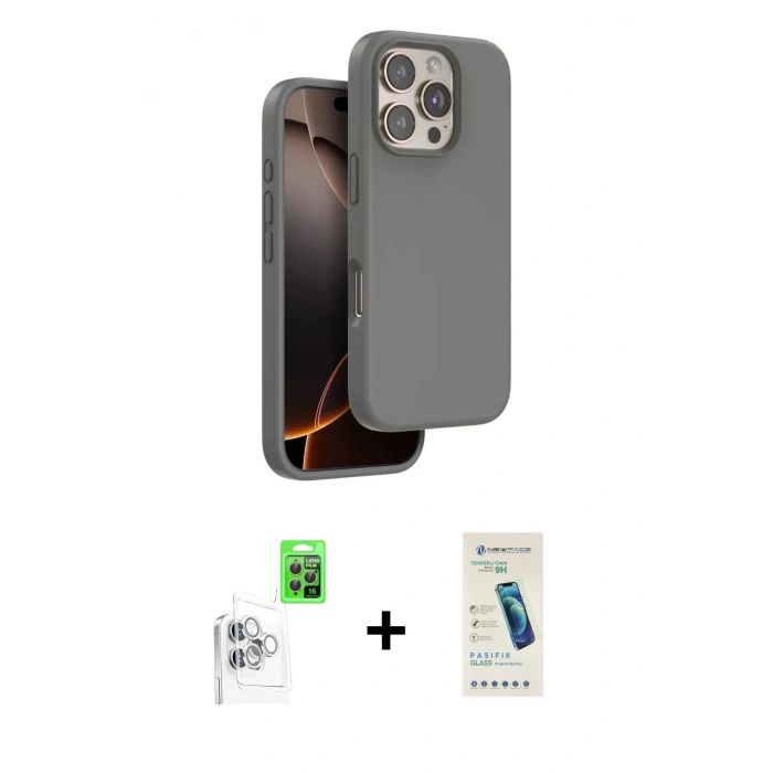 MARSİLYAN™- iPhone 16 Pro Kılıf Kıvılcım Çizgi Serisi - Şeffaf Pasifik Cam Ekran Koruyucu + Raze Metal Kamera Lens - BZ