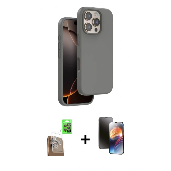 MARSİLYAN™- iPhone 16 Pro Kılıf Kıvılcım Çizgi Serisi - Siyah 3D Antistatik Mat Seramik Nano Ekran Koruyucu + Raze Metal Kamera Lens - CLTM
