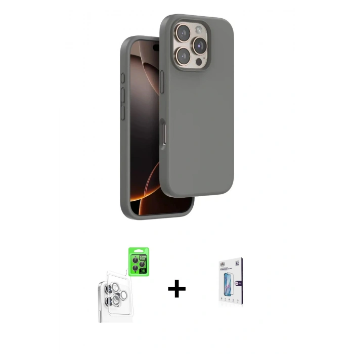 MARSİLYAN™- iPhone 16 Pro Kılıf Kıvılcım Çizgi Serisi - Siyah Bilvis 0.18mm Plus Cam Ekran Koruyucu + Raze Metal Kamera Lens - BZ