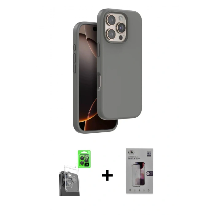 MARSİLYAN™- iPhone 16 Pro Kılıf Kıvılcım Çizgi Serisi - Siyah Bilvis 3D Mat Cam Ekran Koruyucu + Raze Metal Kamera Lens - SH