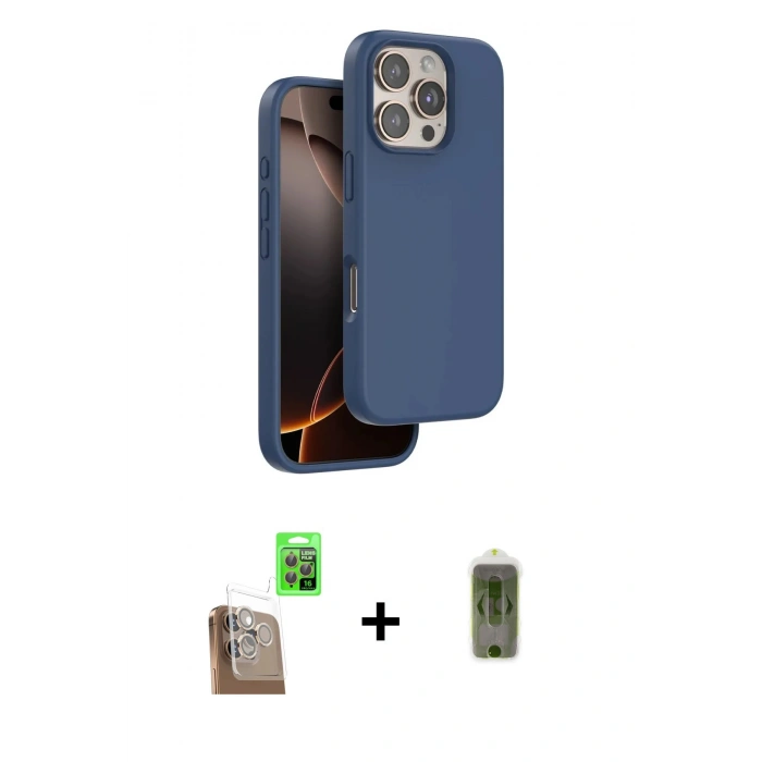 MARSİLYAN™- iPhone 16 Pro Kılıf Kıvılcım Çizgi Serisi - Siyah Joko Magic 5D Hayalet Cam + Raze Metal Kamera Lens - CLTM