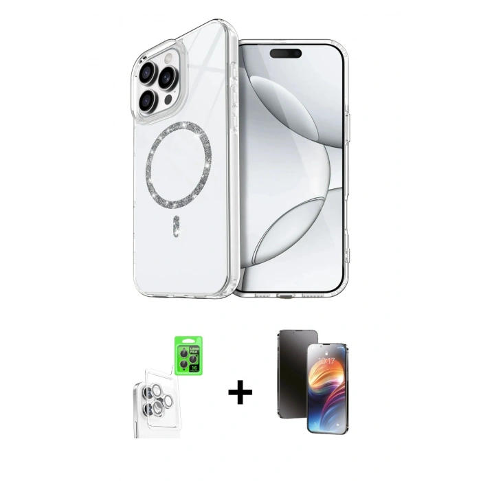 MARSİLYAN™- iPhone 16 Pro Kılıf Kıvılcım Form Prime - Siyah 3D Antistatik Mat Seramik Nano Ekran Koruyucu + Raze Metal Kamera Lens - BZ