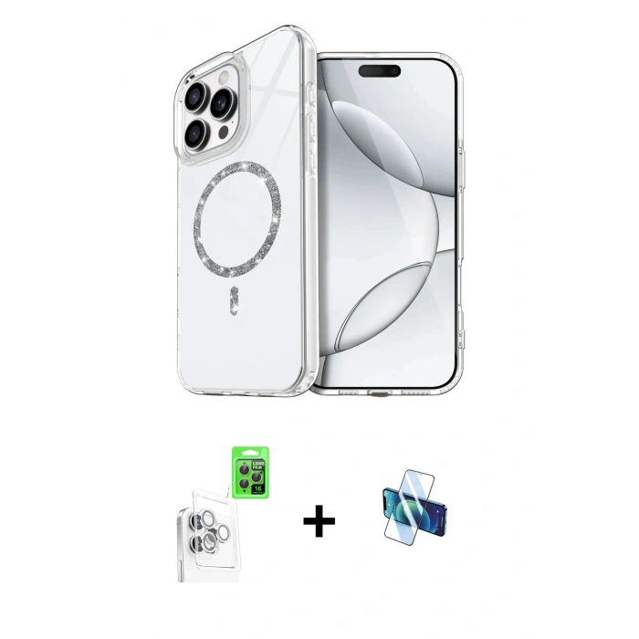 MARSİLYAN™- iPhone 16 Pro Kılıf Kıvılcım Form Prime - Siyah 3D Antistatik Seramik Nano Ekran Koruyucu + Raze Metal Kamera Lens - BZ