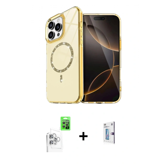 MARSİLYAN™- iPhone 16 Pro Kılıf Kıvılcım Form Prime - Siyah Bilvis 0.18mm Plus Cam Ekran Koruyucu + Raze Metal Kamera Lens - BZ
