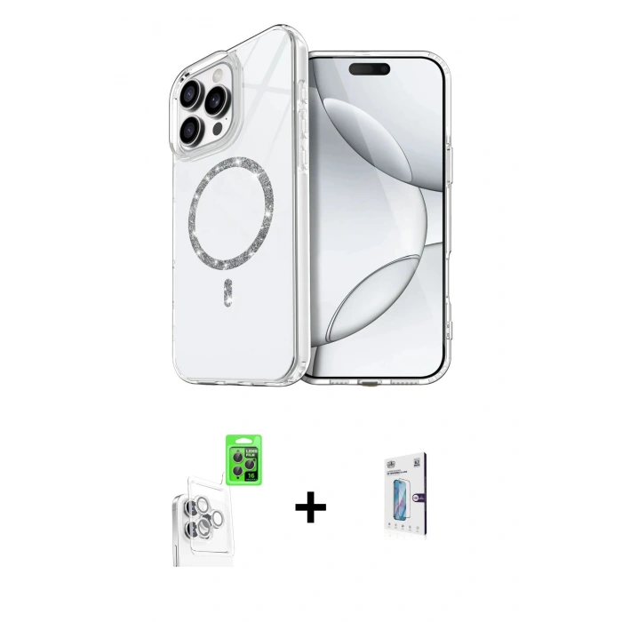 MARSİLYAN™- iPhone 16 Pro Kılıf Kıvılcım Form Prime - Siyah Bilvis 0.18mm Plus Cam Ekran Koruyucu + Raze Metal Kamera Lens - BZ