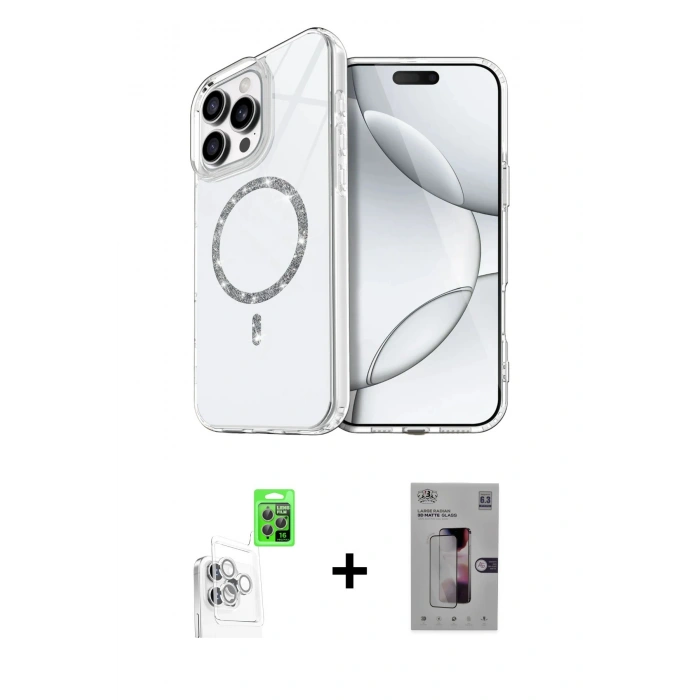 MARSİLYAN™- iPhone 16 Pro Kılıf Kıvılcım Form Prime - Siyah Bilvis 3D Mat Cam Ekran Koruyucu + Raze Metal Kamera Lens - BZ