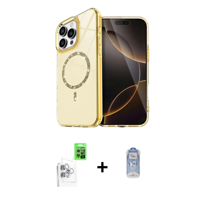 MARSİLYAN™- iPhone 16 Pro Kılıf Kıvılcım Form Prime - Siyah Joko Magic 5D Cam + Raze Metal Kamera Lens - BZ
