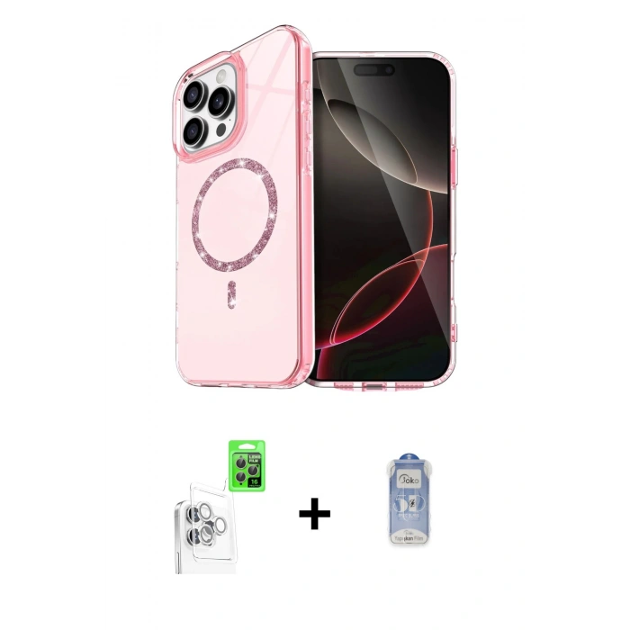 MARSİLYAN™- iPhone 16 Pro Kılıf Kıvılcım Form Prime - Siyah Joko Magic 5D Cam + Raze Metal Kamera Lens - BZ