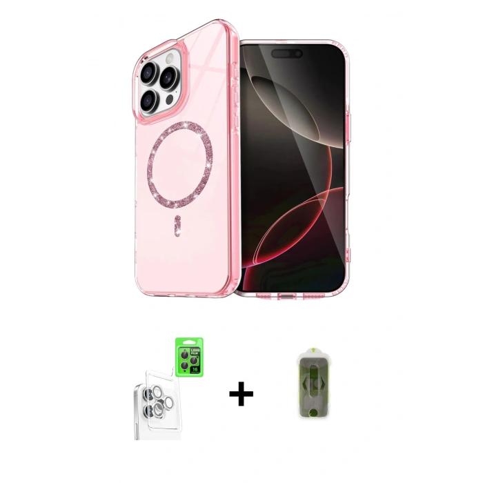 MARSİLYAN™- iPhone 16 Pro Kılıf Kıvılcım Form Prime - Siyah Joko Magic 5D Hayalet Cam + Beyaz Raze Metal Kamera Lens