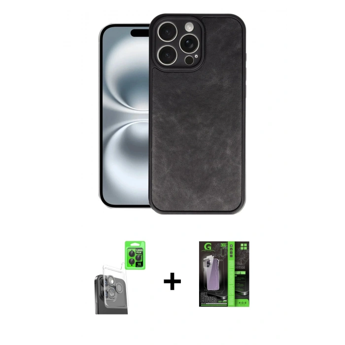 MARSİLYAN™- iPhone 16 Pro Kılıf Kıvılcım Işık Serisi - Şeffaf 360 Full Body Arka Koruyucu + Raze Metal Kamera Lens - SH