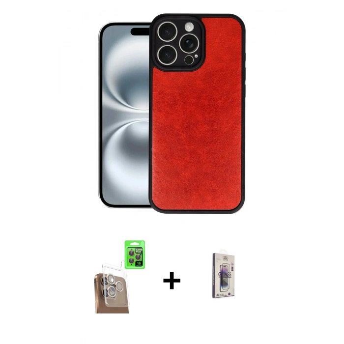 MARSİLYAN™- iPhone 16 Pro Kılıf Kıvılcım Işık Serisi - Siyah Bilvis 3D Cam Ekran Koruyucu + Raze Metal Kamera Lens - CLTM