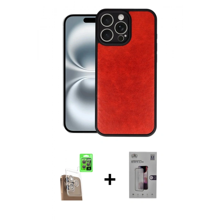 MARSİLYAN™- iPhone 16 Pro Kılıf Kıvılcım Işık Serisi - Siyah Bilvis 3D Mat Cam Ekran Koruyucu + Raze Metal Kamera Lens - CLTM