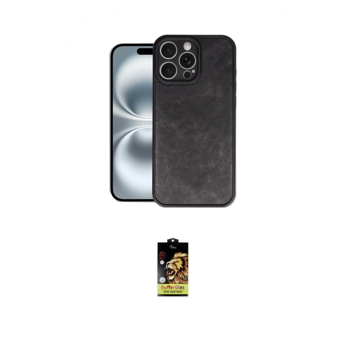 MARSİLYAN™- iPhone 16 Pro Kılıf Kıvılcım Işık Serisi - Siyah Buffer Cam Ekran Koruyucu