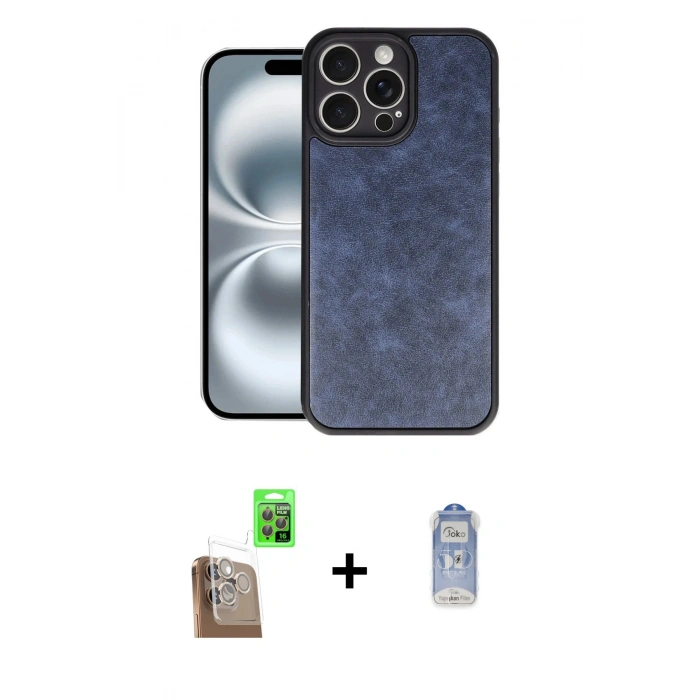 MARSİLYAN™- iPhone 16 Pro Kılıf Kıvılcım Işık Serisi - Siyah Joko Magic 5D Cam + Raze Metal Kamera Lens - CLTM