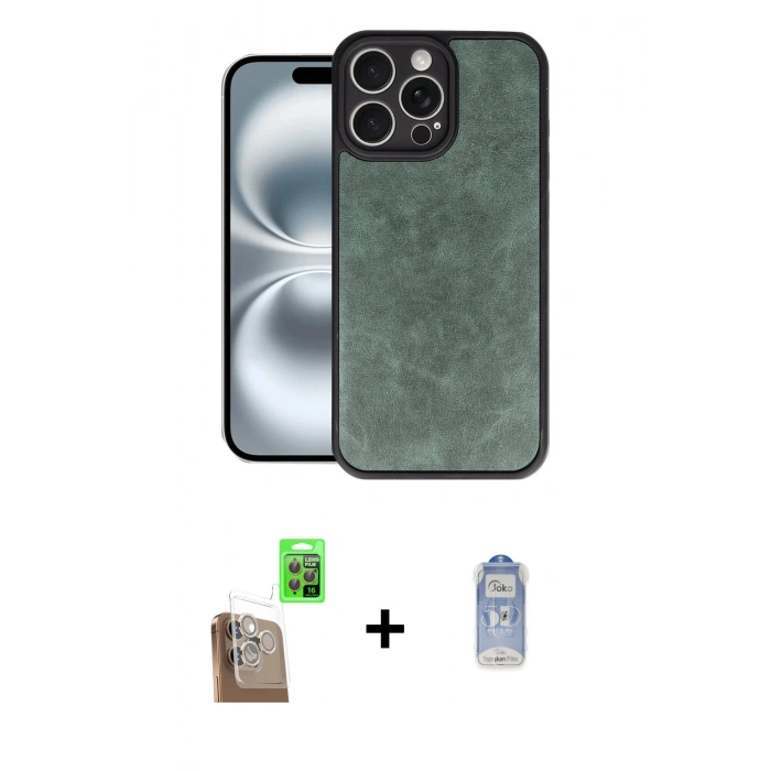 MARSİLYAN™- iPhone 16 Pro Kılıf Kıvılcım Işık Serisi - Siyah Joko Magic 5D Cam + Raze Metal Kamera Lens - CLTM