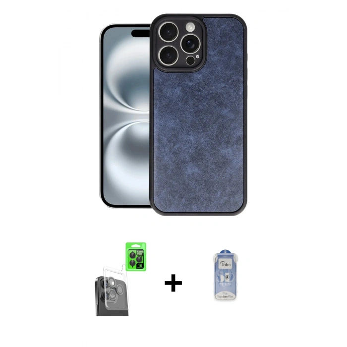 MARSİLYAN™- iPhone 16 Pro Kılıf Kıvılcım Işık Serisi - Siyah Joko Magic 5D Cam + Raze Metal Kamera Lens - SH