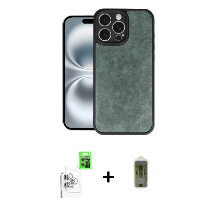 MARSİLYAN™- iPhone 16 Pro Kılıf Kıvılcım Işık Serisi - Siyah Joko Magic 5D Hayalet Cam + Raze Metal Kamera Lens - BZ