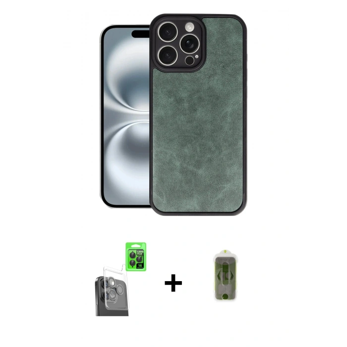MARSİLYAN™- iPhone 16 Pro Kılıf Kıvılcım Işık Serisi - Siyah Joko Magic 5D Hayalet Cam + Siyah Raze Metal Kamera Lens
