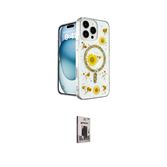 MARSİLYAN™- iPhone 16 Pro Kılıf Kozmos Doku - Siyah Bilvis Hayalet Cam Ekran Koruyucu